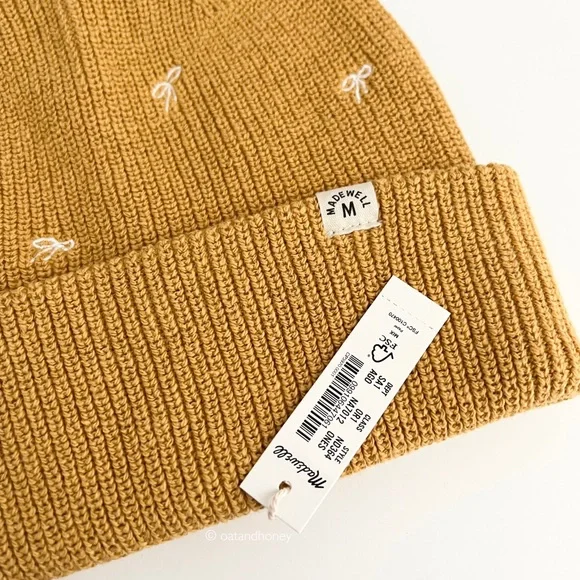 Madewell Bow Embroidered Re(sourced) Cotton Cuffed Beanie - Picture 2 of 2